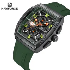 Naviforce 8052 Relógio De Quartzo Masculino Elegante Casual Esportivo Presente De Silicone