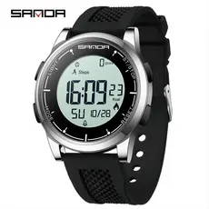 SANDA 9064 Relógio Digital Multifuncional Para Homens Com Pulseira De Silicone Presente Esportivo