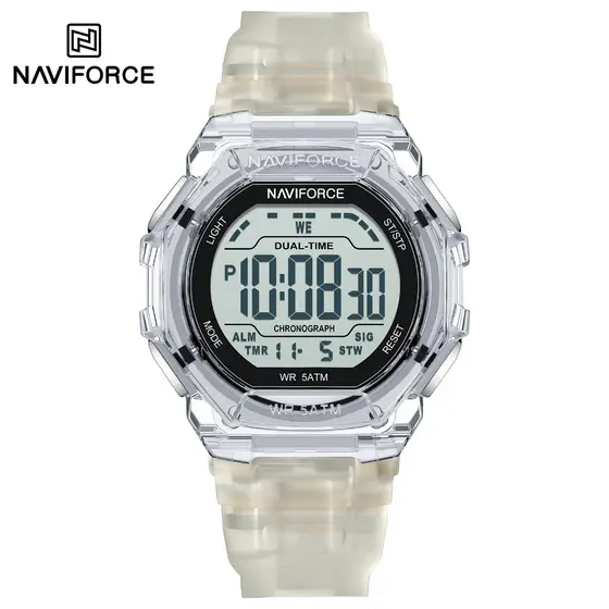 NAVIFORCE 7136 Relógio Digital Masculino Elegante Caixa De Alta Transparência Presente Esportivo Casual