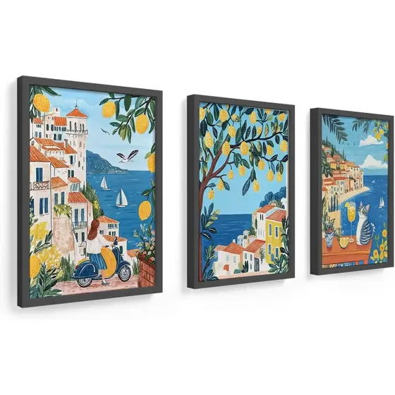 Quadros Decorativos Gato Tropical Limão Mulher Sala De Estar Quarto Decoração De Parede