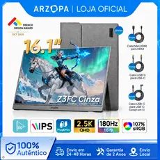 Monitor Portátil ARZOPA 16.1'180 Hz-Cinza Z3FC , Com Suporte 107 % sRGB 2.5K HDR , Ultrafino , Cuidados Os Olhos , Segun