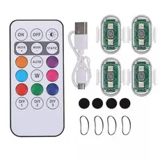 4 PCS RGB LED Luzes Estroboscópicas Com Controle Remoto Sem Fio Para Motocicleta , Sinal De Carro , Drone , 8 Cores