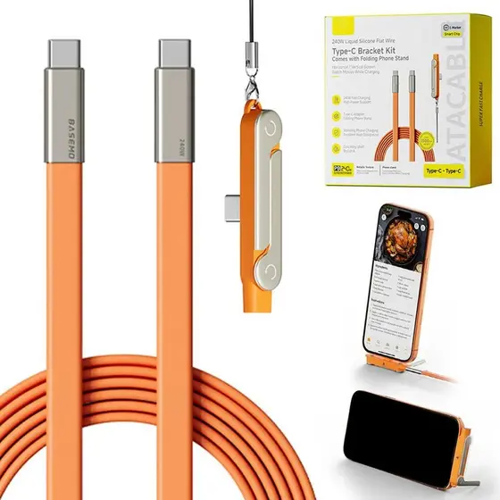 240W Type-C Cable Detachable Phone Stand Fast Charging Gaming Cord For iPhone Huawei Tablet