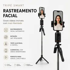 Tripé Suporte Celular Giratório Inteligente Automático 1,7m Gimbal c/ Sensor Movimento Estabilizador