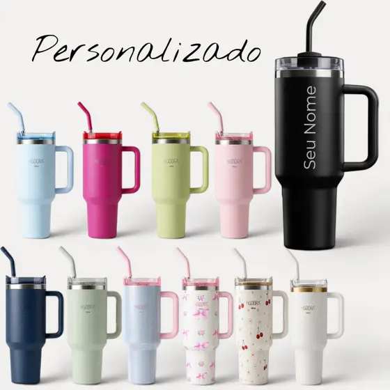 Copo Térmico Personalizada Com Seu Nome 1200ml/1.2L Garrafa Térmica Inoxidável e Canudo Inox