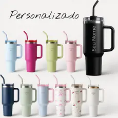 Copo Térmico Personalizada Com Seu Nome 1200ml/1.2L Garrafa Térmica Inoxidável e Canudo Inox