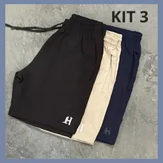 KIT 3 Bermudas Masculinas Tactel com Elastano Shorts Esportivo Secagem Rápida