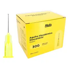 Agulha HiPodérmica Descartável 13 X 0.30 30 G X ½ Cx 100un