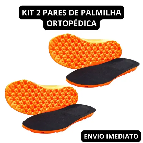 Kit 2 Pares de Palmilha Shock Zero Ortopédica em Gel PU Anatômica Confortável Botas Coturnos Tênis