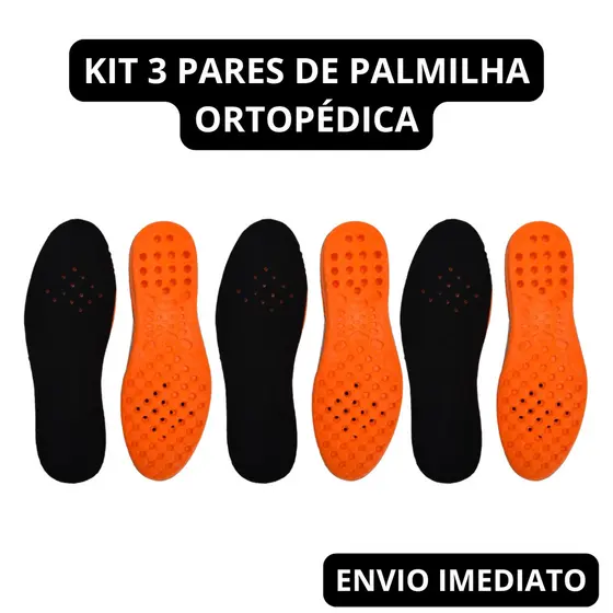 Kit 3 Pares Palmilha Ortopédica em Gel PU Anatômica Confortável Botas Coturnos Varias Horas Trabalho