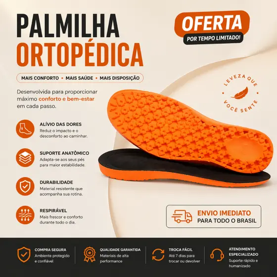KIT 2 PALMILHAS EM GEL PU SILICONE ORTOPÉDICA FASCITE ESPORAO DORES NOS PES TRABALHO CAMINHADA MACIA