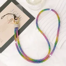 Cordão Para Celular Luxo Strass Diamante Anti-Queda 60cm Brilho Intenso Dama Tendência 2025