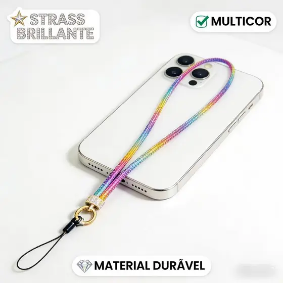 Oferta especial-Cordão de Celular Bling & Strass -  Design Exclusivo para Celular"