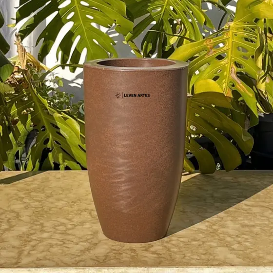 Vaso de Plantas Ibiza Coluna Cone - M - Decorativo - Luxo  - Moderno -50x30 cm - SANTA PALHA DECOR