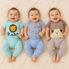 Kit Roupa Bebê Masculino 1,3 ou 5 Conjuntos Body Manga Curta e Calça Algodão Infantil