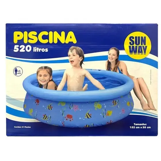 Piscina Inflável 520 E 1000 Litros Redonda Verão Praia - Sunway e PISCINA INFLAVEL COM BORDA