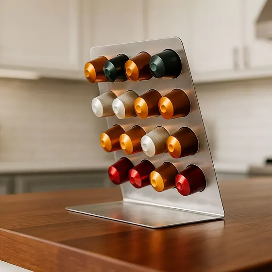 Porta Cápsulas Nespresso em Aço Inox – 16 Cápsulas Organizador de Café para Bancada e Cozinha TL PRO