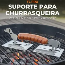 Espeto Suporte Assar Linguiça Churrasco Cachorro Salsicha Churrasqueira Inox 304