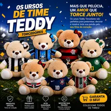 Urso Teddy Torcedor 22Cm de Time Pelúcia Premium Presente Criativo Decoração Colecione
