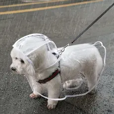 Capa de Chuva Transparente para Cães com Capuz – Leve, Impermeável e Confortável | Vários Tamanhos