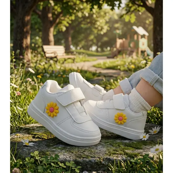 TENIS BEBE MENINA  C/ FLOR CALÇE FACIL VELCRO CONFORTEVEL 20 AO 25