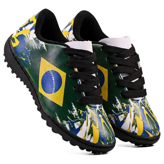 CHUTEIRA BRASIL INFANTIL  SALAO E SOCIETY SOLA COSTURADA 26 AO 33