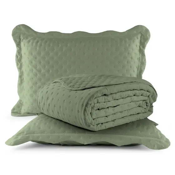 Kit Cobreleito Colcha Queen 240x260 Micropercal - 200 Fios Toque Macio Com 02 Porta Travesseiros Com Abas