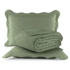 Kit Cobreleito Colcha Queen 240x260 Micropercal - 200 Fios Toque Macio Com 02 Porta Travesseiros Com Abas