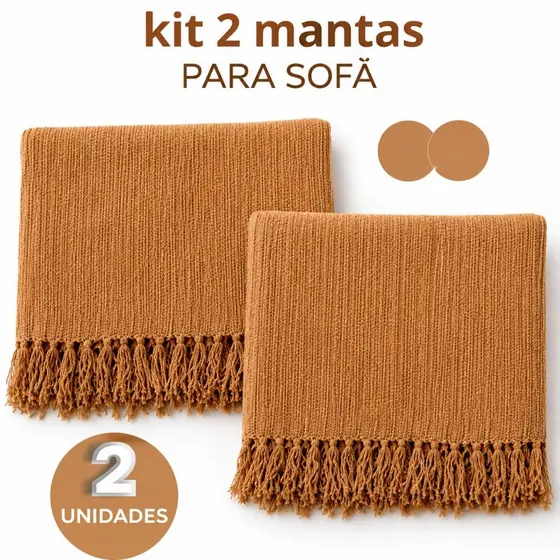 Kit 2 Mantas Para Sofá ou Cama Luxo 2,10x1,20 Decorativa Protetora