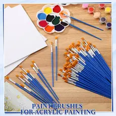 Conjunto De Pincéis De Pintura Profissional (50 Unidades)-Cerdas De Nylon De Vários Tamanhos Para Óleo/Água/Acrílico/Art