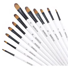 Kit com 12 Pincéis artísticos para pintura cerdas macias, aquarela, guache, pintura a óleo, acrílico