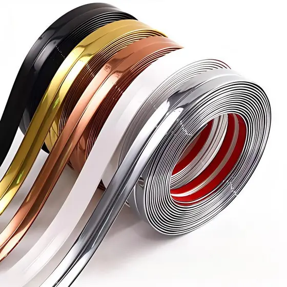 Fita metálica decorativa de PVC de alta qualidade 6mm/12mm/15mm/27mm Várias cores 5 metros