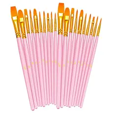 Kit com 12/20 Pincéis artísticos para pintura cerdas macias, aquarela, guache, pintura a óleo, acrílico