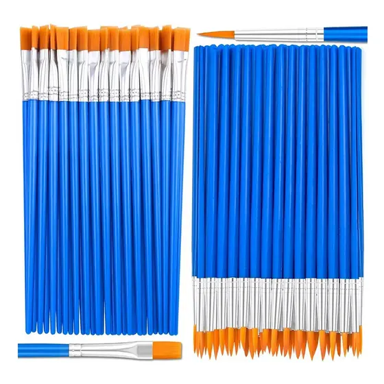 Conjunto De Pincéis De Pintura Profissional (50 Unidades)-Cerdas De Nylon De Vários Tamanhos Para Óleo/Água/Acrílico/Art