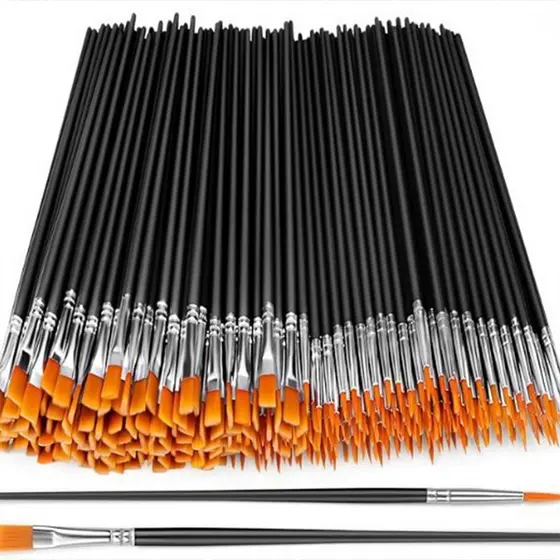Conjunto De Pincéis De Pintura Profissional (50 Unidades)-Cerdas De Nylon De Vários Tamanhos Para Óleo/Água/Acrílico/Art