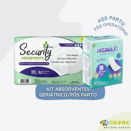 Absorvente Geriátrico Security Higimaxi 50 100 150 200 Unidades Unissex Incontinência Pós Operatório/Pós Parto Sortido