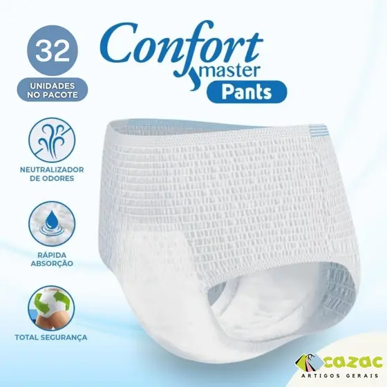 Fraldas Geriátricas Unissex ConfortMaster Pants P/M G/EG Calcinha/Cueca Incontinência Severa