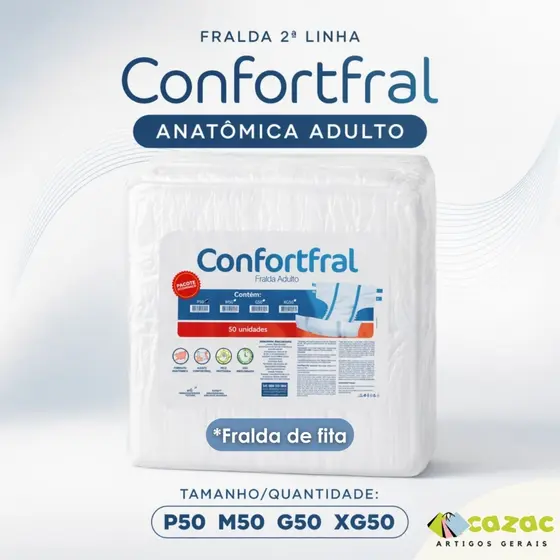 Fralda Geriátrica Descartável Segunda Linha 50Un Unissex P M G XG Fita Incontinência Pacote Econômico