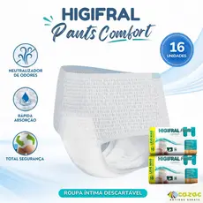 Fralda Geriátrica Descartável Unissex Calcinha/Cueca Higifral Pants Comfort Full Care 16 ou 14 Un P/M/G/EG/XXG