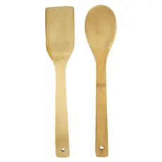 Espátula e Colher Bambu 30cm 2 Unidades Decore sua Cozinha