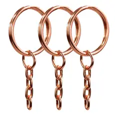 Argolas Para Chaveiro 23mm Rosê Gold Prata Com Corrente 5 Elos Artesanato Enfeite 100 Unidades