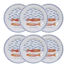 Jogo 6 Pratos Sobremesa Melamina Florarte 23cm Fundo Do Mar Resistente Para Área Externa