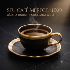 Xícara De Porcelana Café Chá Capuccino Dubai Preto Branco Dourado Com Pires Mesa Posta Ano Novo