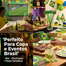 Mexedor De Drink Barzinho Copa Do Mundo Brasil Hexa Campeão Enfeite De Bebida Caipirinha 10 Peças