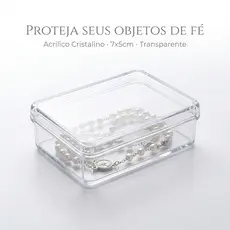 Caixinha Retangular Transparente Achatada Lembrancinha 7x1,5cm Terço Festa Artesanato Biscuit