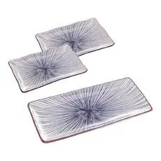 Kit 3 Pratos Retangulares Para Sushi Koji Porcelana Wolff Decoração Mesa Posta Oriental