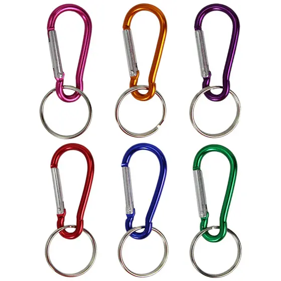 Mosquetão Camping Alumínio 4,6cm Colorido Com Argola Mochilas Acessório Artesanato 10 Unidades