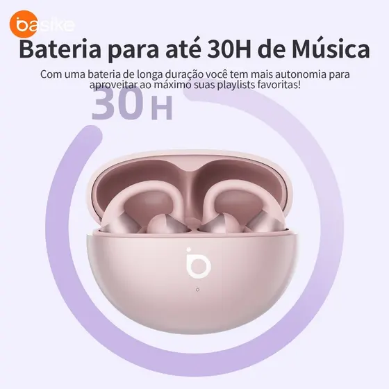 Basike Fone de Ouvido Bluetooth Ear-Clip Sem Fio Bluetooth 6.0 Até 30h