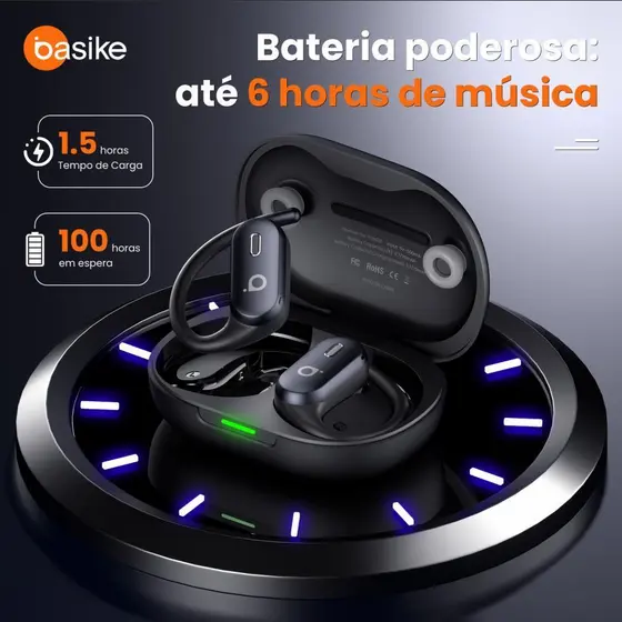 Basike Wireless OWS estéreo Bluetooth fone de ouvido à prova d'água IP67