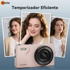 Basike Câmera Digital 64MP,4K,Display ColoridoCamera Frontal e Traseira,Compacta e Portátil